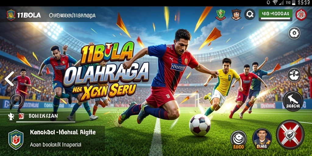 Gameplay <strong>11BOLA</strong> dengan aksi seru di lapangan sepak bola.