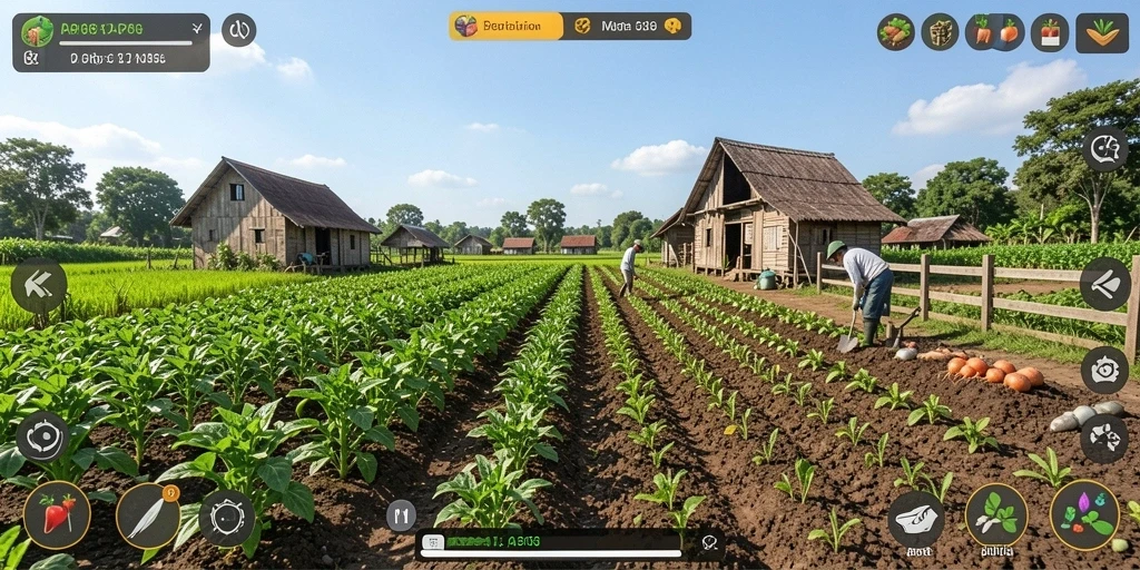 Screenshot menunjukkan gameplay seru bertani di API88.